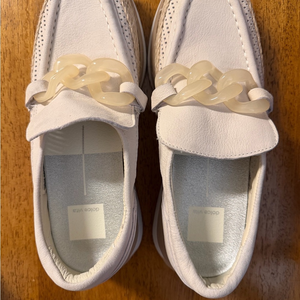 Dolce Vita Cream Women's Loafers with Chain Accent